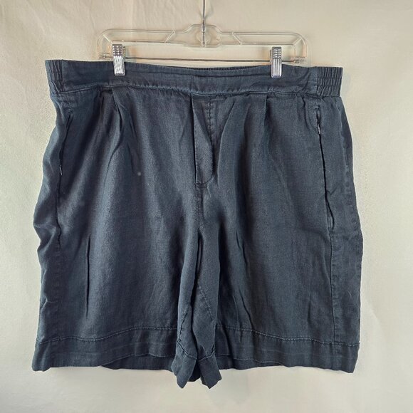 Athleta  Shorts Women 18 Black Linen Bermuda Playa Linen Bermuda Pull On Relaxed - Picture 1 of 8